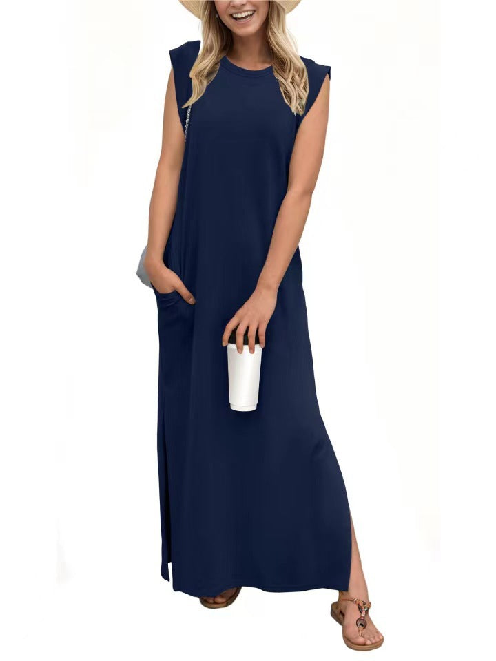 Damen Maxikleid mit modernem Schnitt und ärmellosem Design Heidi-Mode