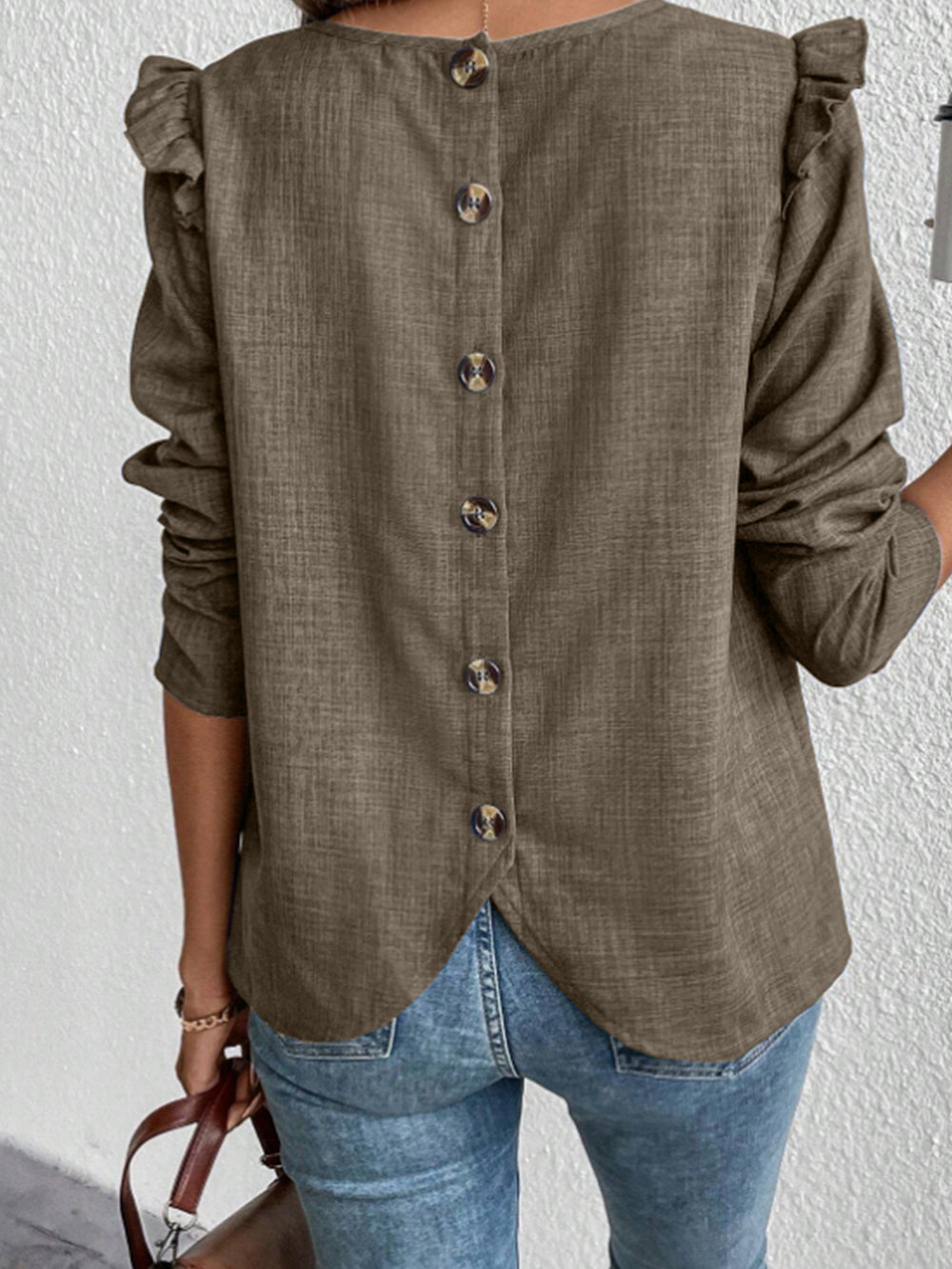 Damen Elegante Bluse mit Rüschendetails und Rundhalsausschnitt Heidi-Mode