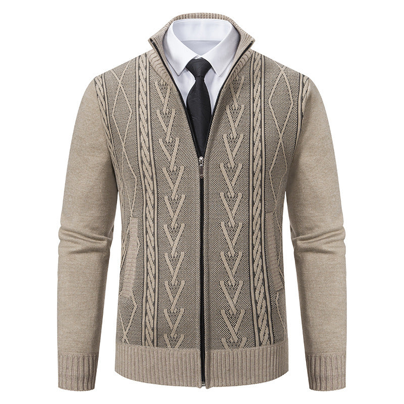 Herren Strickjacke mit Zopfmuster und durchgehendem Reißverschluss Heidi-Mode