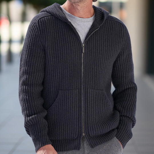 Herren Strickjacke mit strukturierter Oberfläche und praktischen Taschen Heidi-Mode