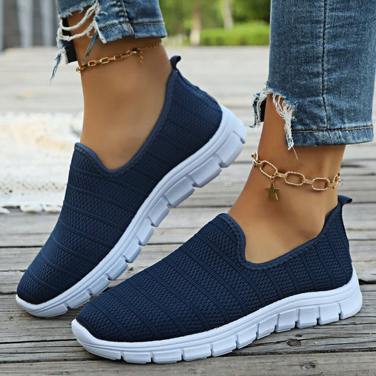 Damen Bequeme Slip-On Sneakers mit atmungsaktivem Obermaterial und flexibler Sohle Heidi-Mode