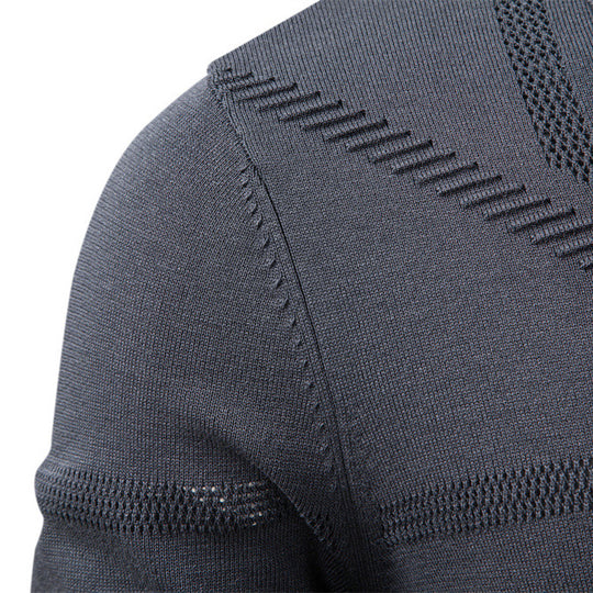 Herren Langarm Poloshirt mit modernem Strukturdesign Heidi-Mode