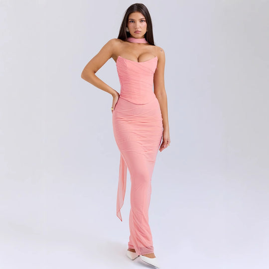 Damen Abendkleid mit schickem Dekolleté und figurbetontem Schnitt Heidi-Mode