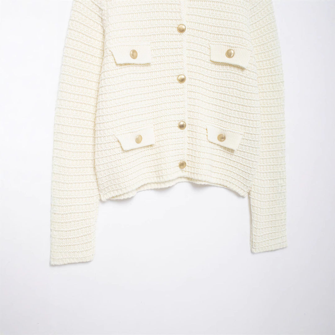 Damen Strickjacke mit Taschen und Knopfverschluss Heidi-Mode