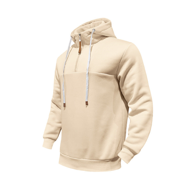Herren Kapuzensweater mit halbem Reißverschluss und modernem Schnitt Heidi-Mode