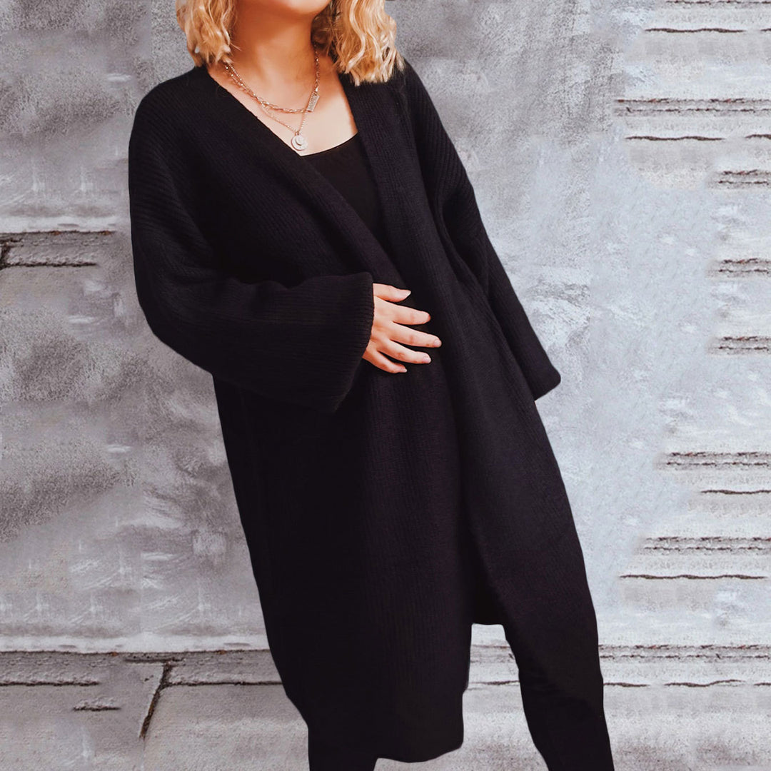 Damen lässiger Strickcardigan mit lässigen Oversize-Ärmeln und offenem Schnitt Heidi-Mode