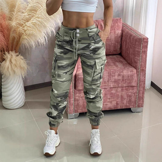 Damen Freizeithose mit Cargo-Taschen und elastischem Bund Heidi-Mode