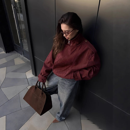 Damen modische Steppjacke mit hohem Kragen und seitlichen Taschen Heidi-Mode