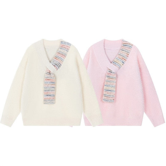 Damen Kuscheliger Pullover mit innovativem Schal-Detail Heidi-Mode