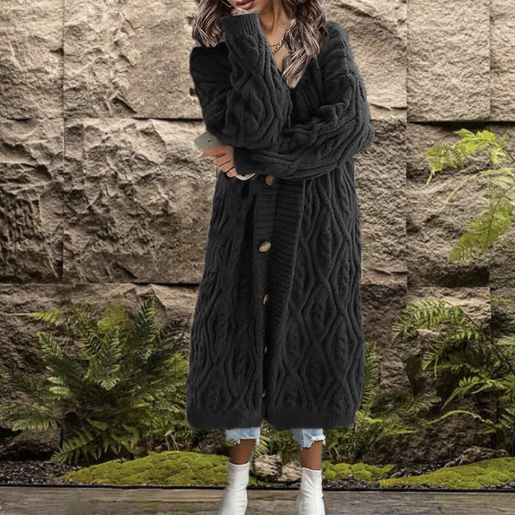 Damen Strickmantel mit kunstvollem Zopfmuster Heidi-Mode