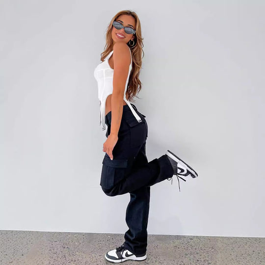 Damen Cargo-Hose im urbanen Stil mit funktionalen Taschen Heidi-Mode