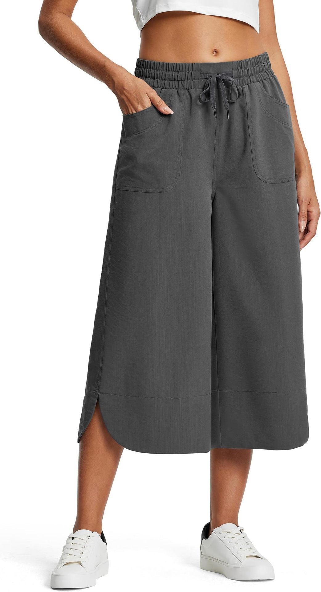 Damen lässige Culotte mit elastischem Bund und praktischen Seitentaschen Heidi-Mode