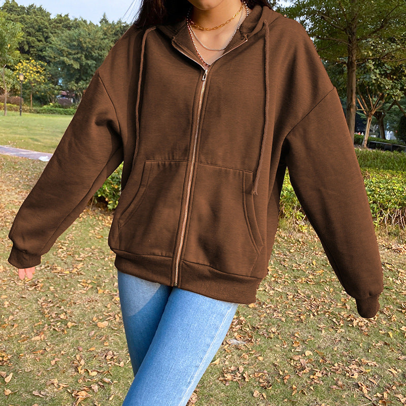 Damen Freizeit Übergroße Zip-Up Hoodie Heidi-Mode