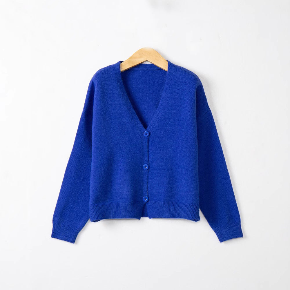 Damen Strickjacke mit V-Ausschnitt und Knopfdetails Heidi-Mode