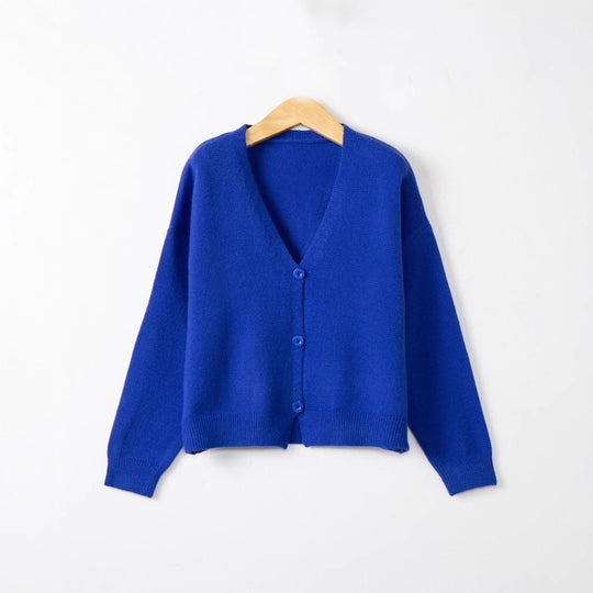 Damen Strickjacke mit V-Ausschnitt und Knopfdetails Heidi-Mode