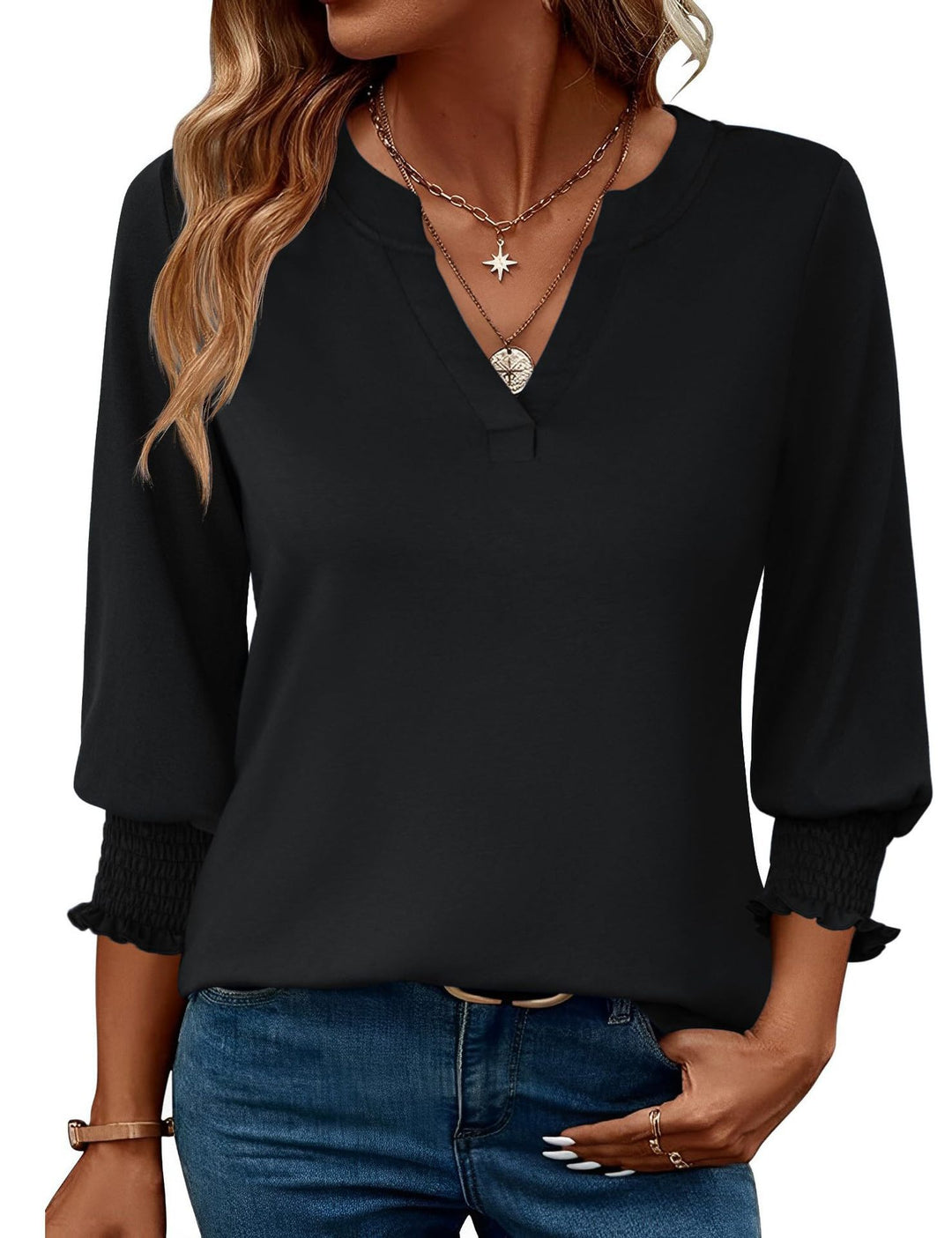 Damen modische Bluse mit verspieltem Paisleymuster und Rüschendetails Heidi-Mode