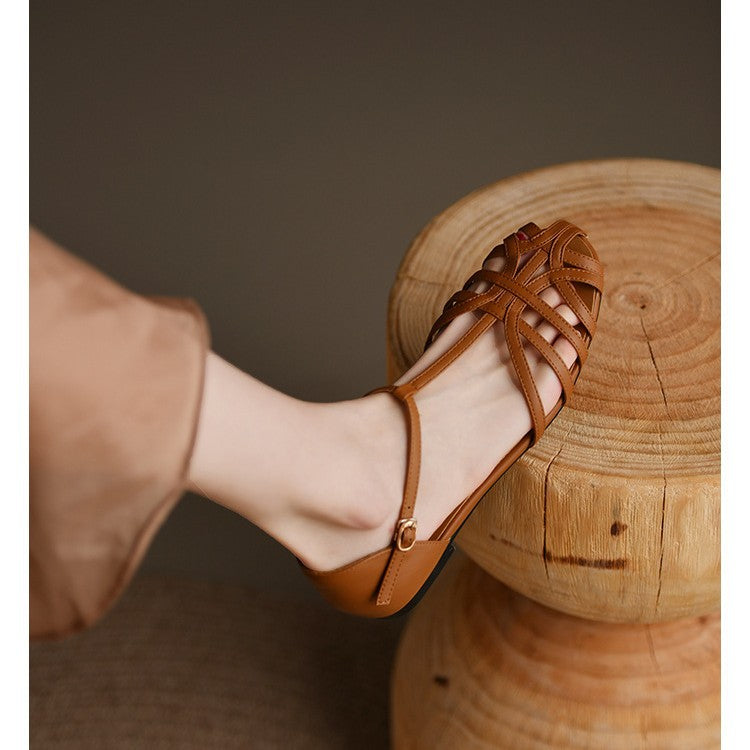 Damen elegante Flachsandalen mit verstellbarem Riemen und modischem Schnitt Heidi-Mode