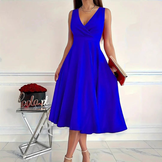 Heidi-Mode | Einfarbiges Tankkleid Asymmetrischer Ausschnitt Kleid