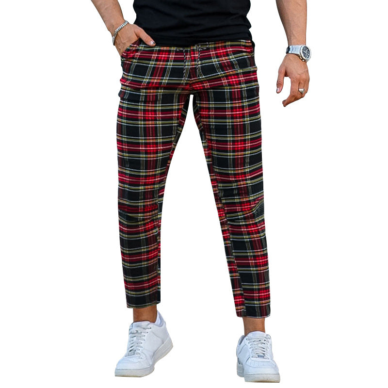 Herren Cargo-Hose mit modischem Karomuster und elastischem Bund Heidi-Mode