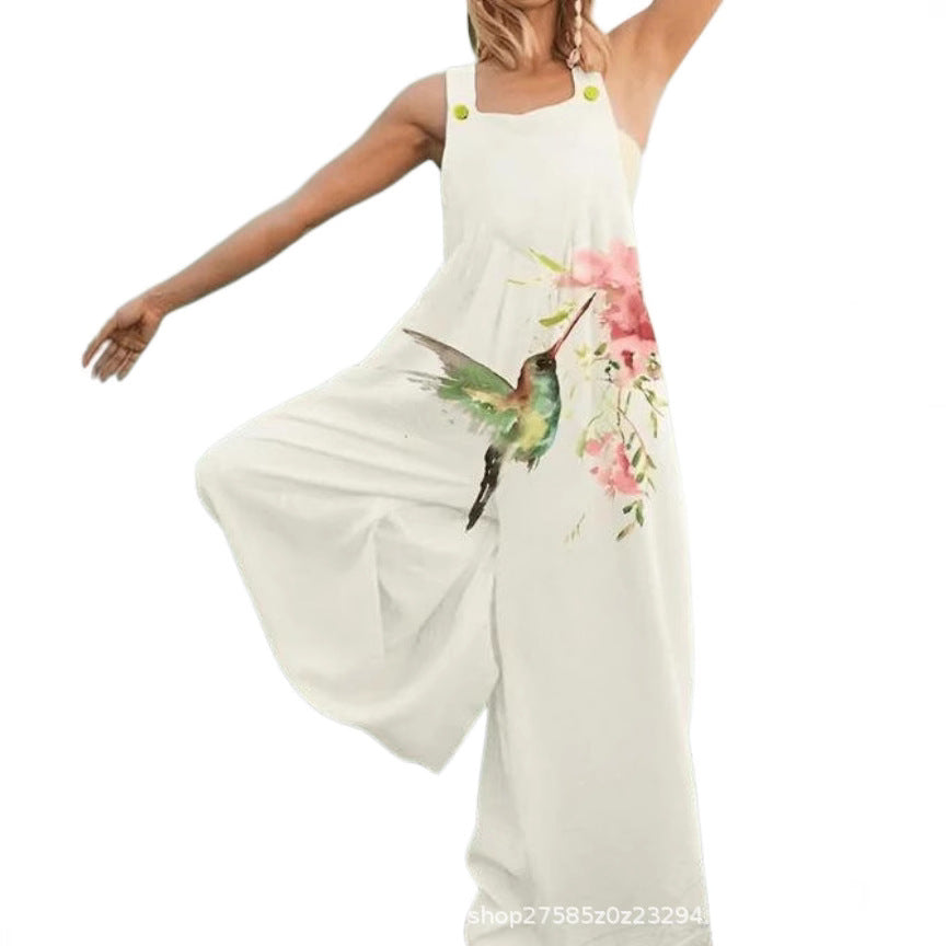 Damen Overall aus atmungsaktivem Baumwollmix mit buntem Floral-Motiv Heidi-Mode