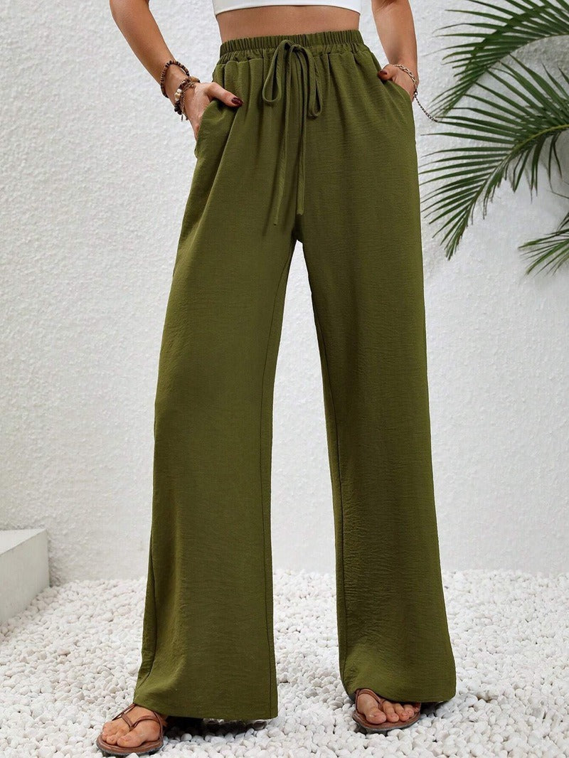 Damen Weite Sommerhose mit elastischem Bund und Tasche Heidi-Mode