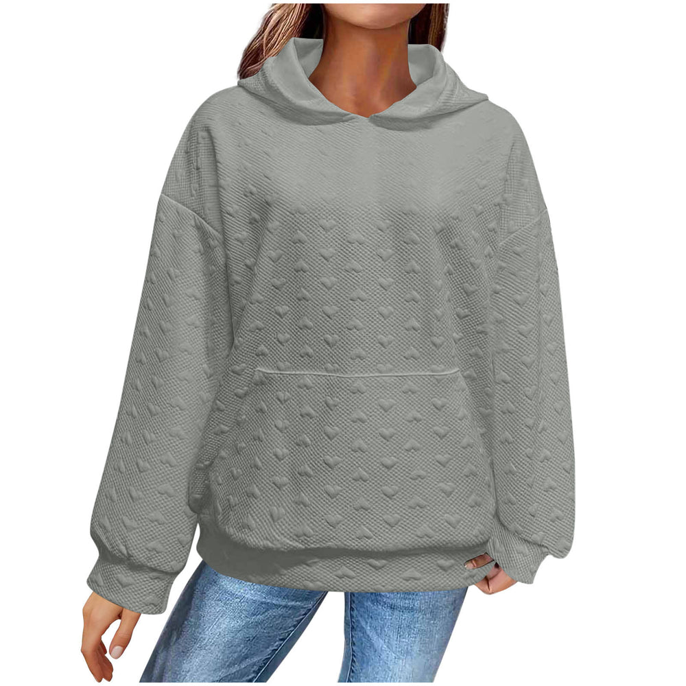 Damen Kapuzenpullover mit strukturiertem Herzmuster Heidi-Mode