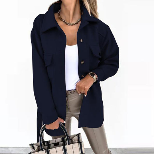 Damen Overshirt-Jacke mit praktischen Taschen und modernem Schnitt Heidi-Mode