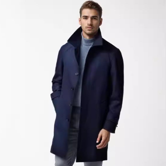 Herren klassischer Trenchcoat mit stilvollem Gürtel und doppelter Knopfreihe Heidi-Mode