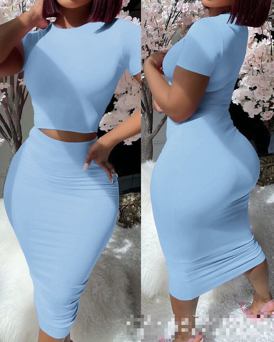Damen Crop-Top und Bleistiftrock Set Heidi-Mode