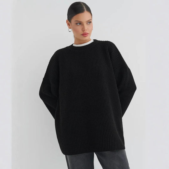 Damen Oversized Strickpullover mit strukturiertem Design und lässigem Schnitt Heidi-Mode