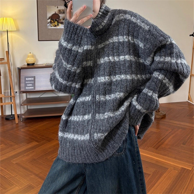 Damen Strickpullover mit hohem Kragen Heidi-Mode