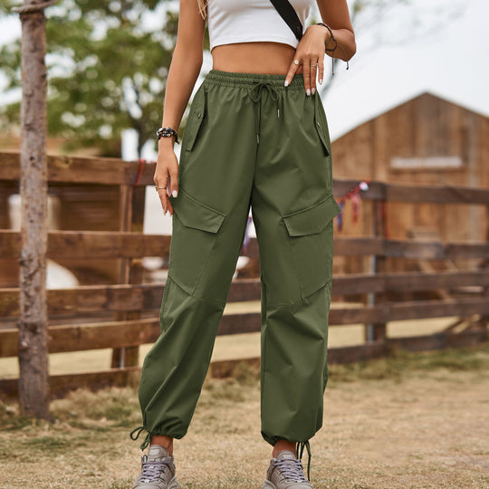 Damen Cargo-Hose mit praktischen Seitentaschen und elastischem Bund Heidi-Mode
