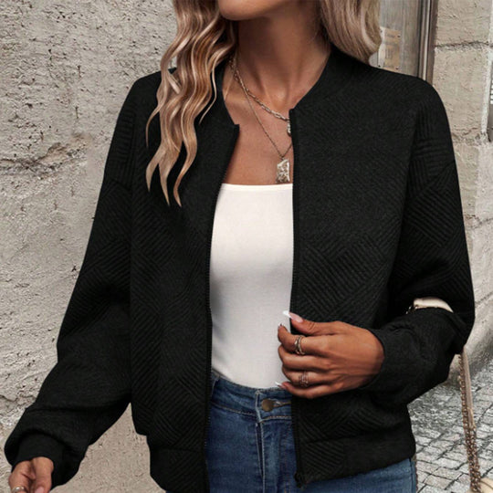 Damen leichte Bomberjacke mit gestepptem Design und praktischen Taschen Heidi-Mode