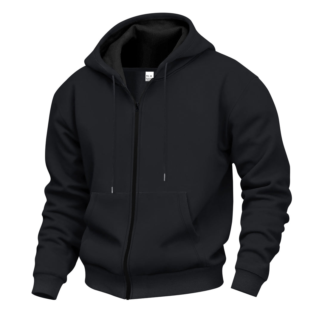 Herren Kapuzenpullover mit hoher Kragen- und doppellagiger Kapuze Heidi-Mode