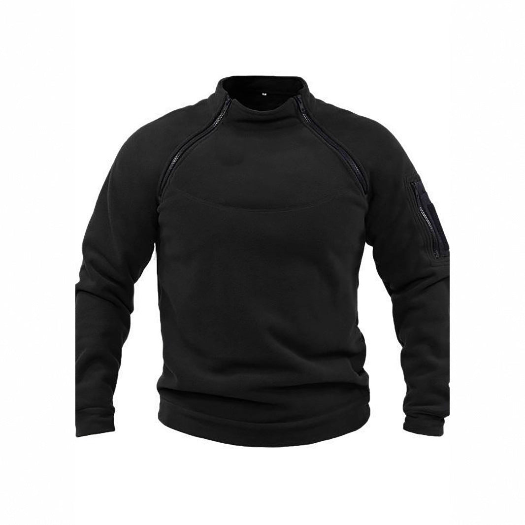 Herren Thermo-Fleecepullover mit hochschließendem Kragen und praktischen Taschen Heidi-Mode