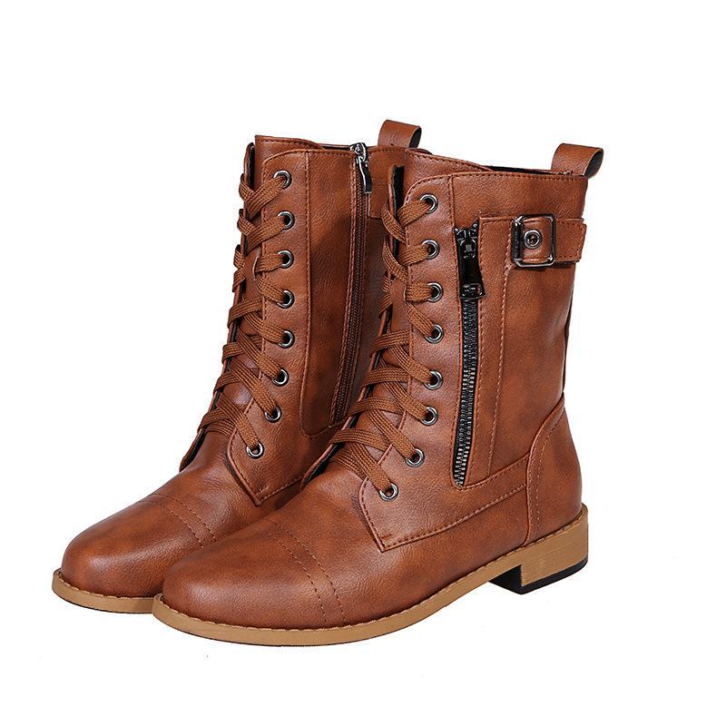 Heidi-Mode | Leder Stiefeletten mit Reißverschluss für Damen