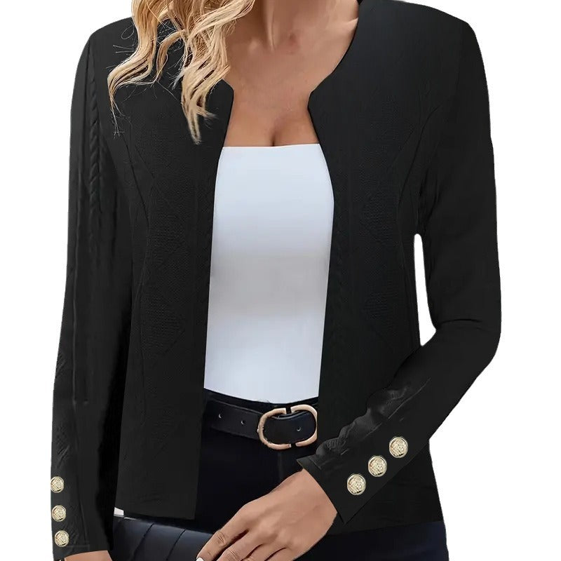 Damen modische Kurzjacke mit eleganten Knöpfen und strukturiertem Design Heidi-Mode