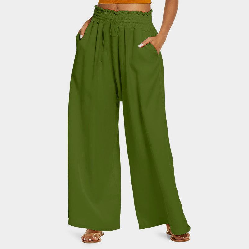 Damen Weite Palazzo-Hose mit elastischem Bund und praktischen Taschen Heidi-Mode