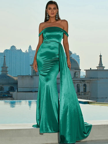 Heidi-Mode | Old Hollywood Off-The-Shoulder-Kleid mit Mermaid-Maxikilt