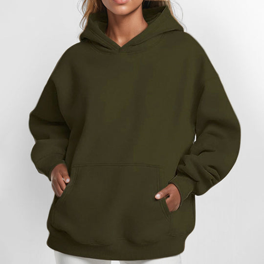 Damen Lockere Kapuzenpullover aus weichem Fleece mit Kängurutasche Heidi-Mode