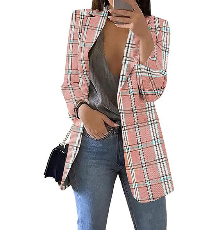 Damen Karierter Blazer mit modernem Schnitt und lässigen Details Heidi-Mode
