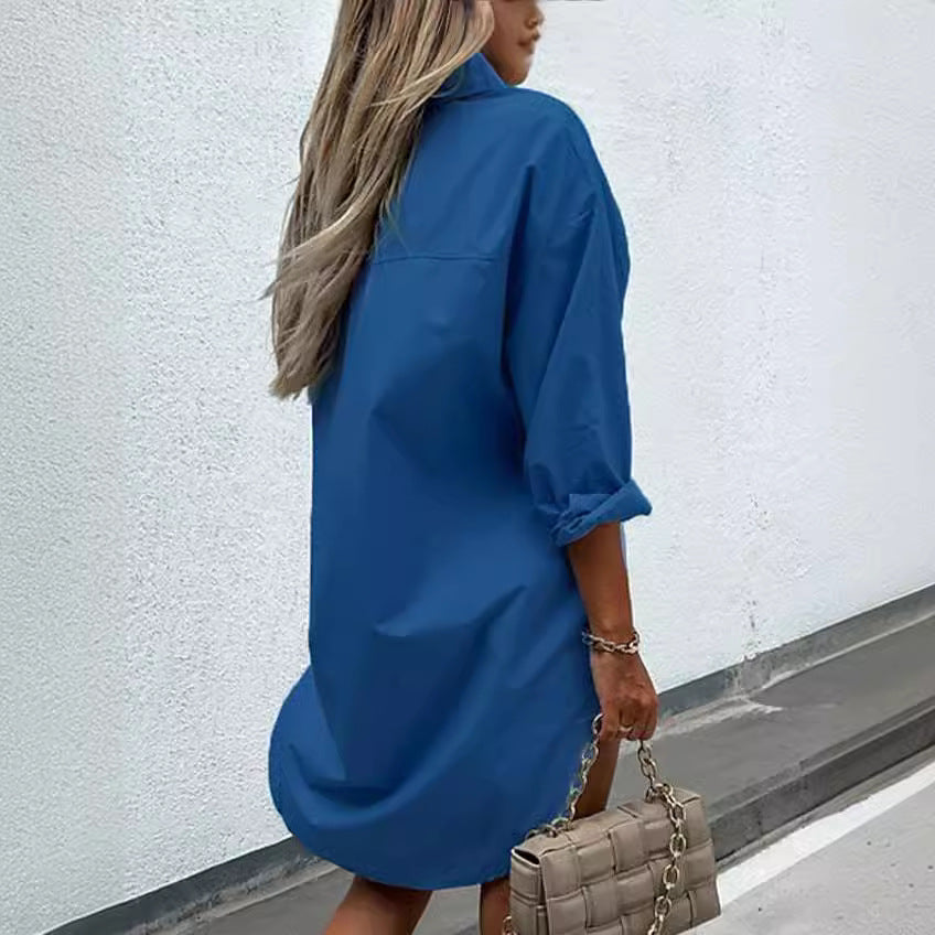 Damen chemisierter Oversized-Hemdblusenkleid Heidi-Mode