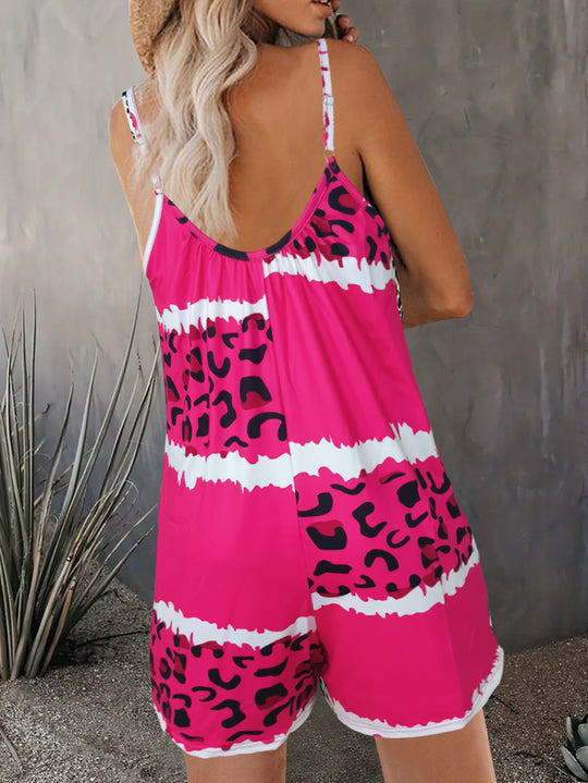 Damen luftiger Overall mit Spaghettiträgern und modischem Tierdesign Heidi-Mode