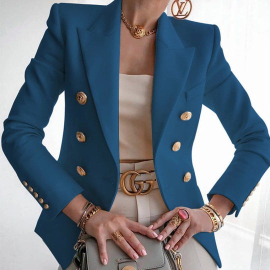 Damen Edler Blazer mit Goldknopf-Detail und klassischem Schnitt Heidi-Mode