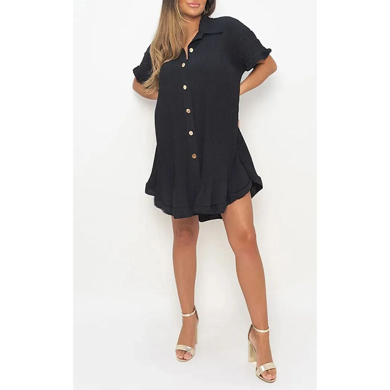 Damen Hemdkleid mit frischem Schnitt und lässigen Volant-Details Heidi-Mode