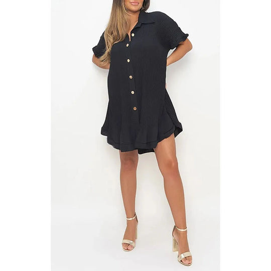 Damen Hemdkleid mit frischem Schnitt und lässigen Volant-Details Heidi-Mode