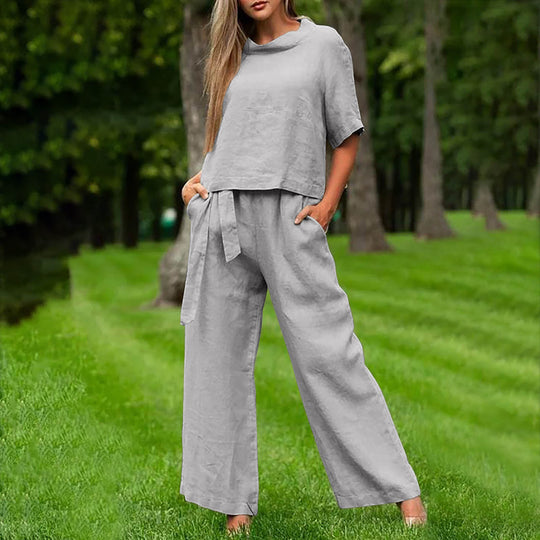 Damen lässiger Zweiteiler im minimalistischen Design Heidi-Mode