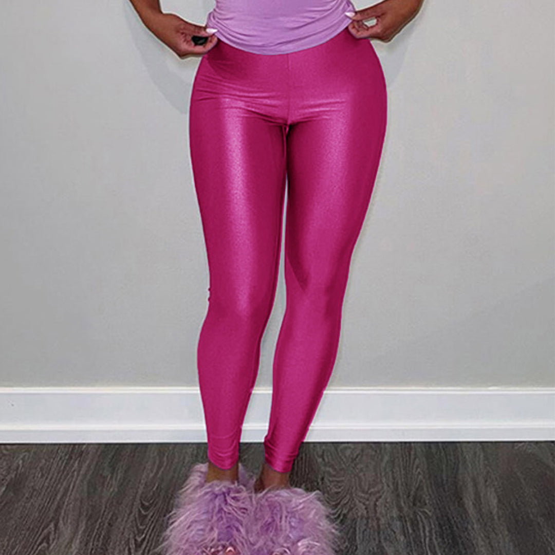 Damen Hochwertige Shiny Leggings mit hohem Bund und perfekter Passform Heidi-Mode