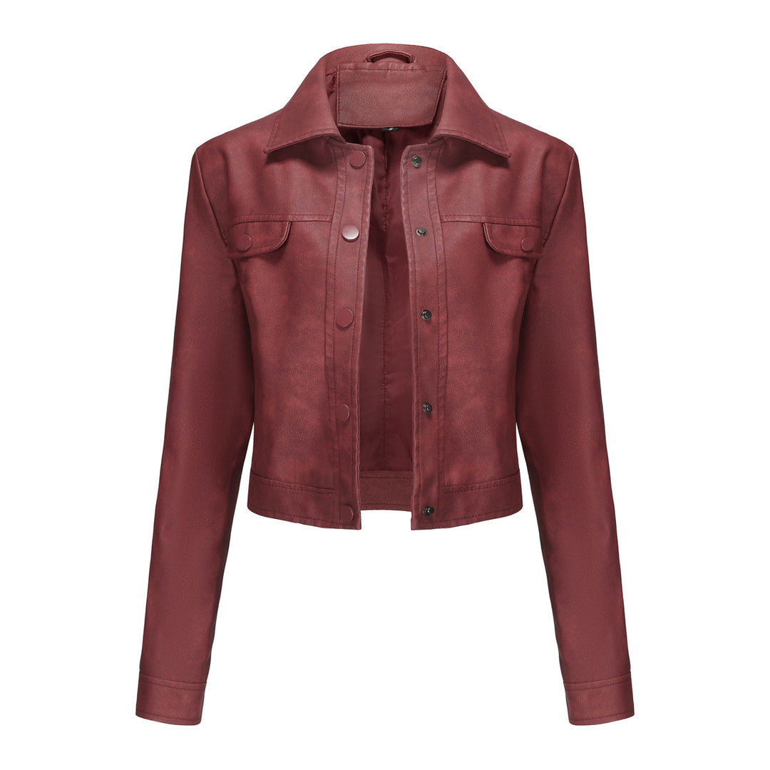 Damen modische kurz geschnittene Lederjacke Heidi-Mode