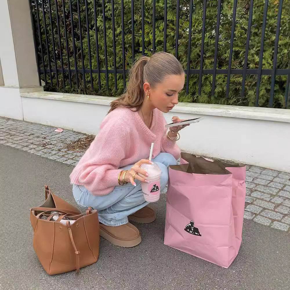 Damen kuschelige Strickjacke mit ballonförmigen Ärmeln Heidi-Mode